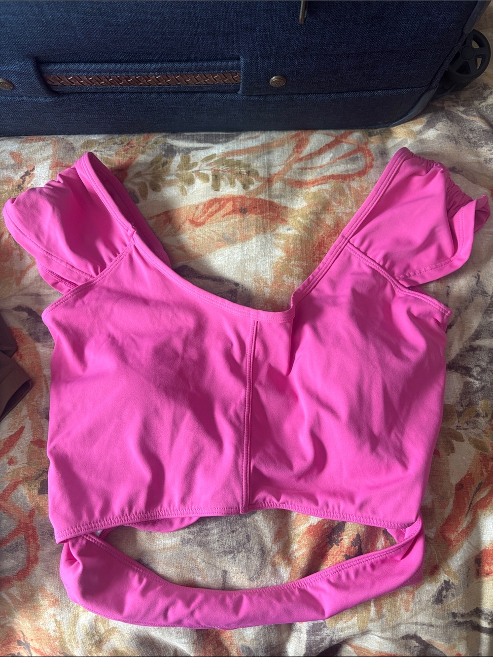 Ruched Pink Women's Crop Top - Picture 3 of 3